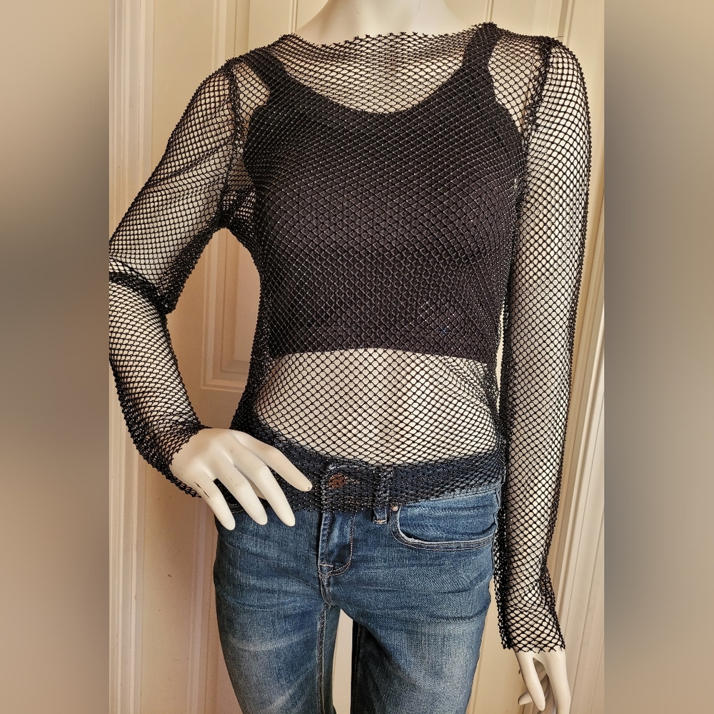 Retroluxe Mesh Sparkle Top S